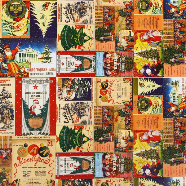 Бумага упаковочная глянцевая 70 х 100 см "Новогодняя афиша" SIM-7078358