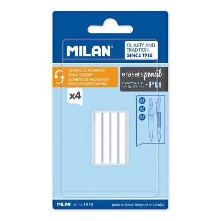 Ластики сменные MILAN Capsule Slim 4 шт, блистер ML-BTM10311