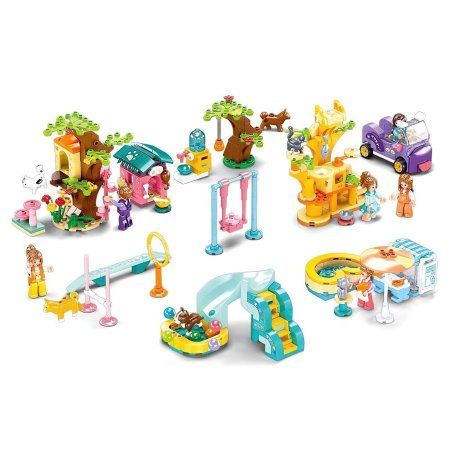 Конструктор Розовая мечта "Поилка для собак и машинка" 91 деталь SIM-9019879