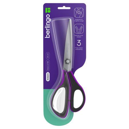 Ножницы Berlingo "Easycut 350" 23 см, сиреневые, эргономичные ручки, мягкие вставки RE-DNn_23035_a