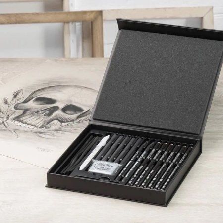 Набор для рисования углем CRETACOLOR Black Box Charcoal 20 предметов, в подарочной коробке CR40061 Набор для рисования углем CRETACOLOR Black Box Charcoal 20 предметов, в подарочной коробке CR40061