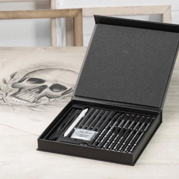 Набор для рисования углем CRETACOLOR Black Box Charcoal 20 предметов, в подарочной коробке CR40061