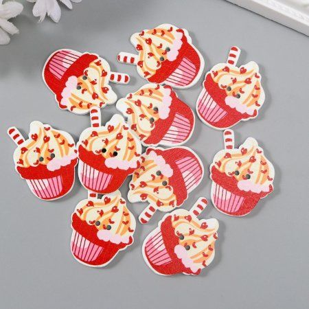 Пуговица декоративная 1 шт "Пирожное" дерево 3.2 x 2.7 см 3527789