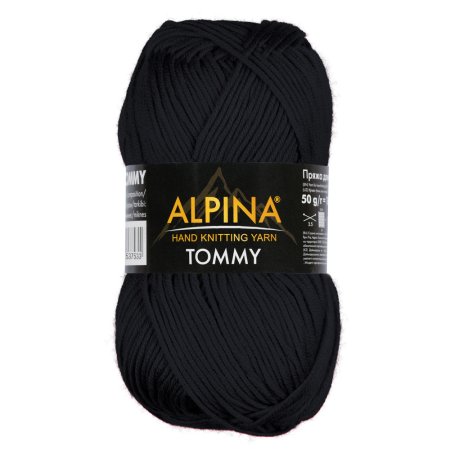 Пряжа ALPINA Tommy 100% микнес 1 х 50 г 130 ± 10 м №001 ЧЕРНЫЙ ALP-TOM-001