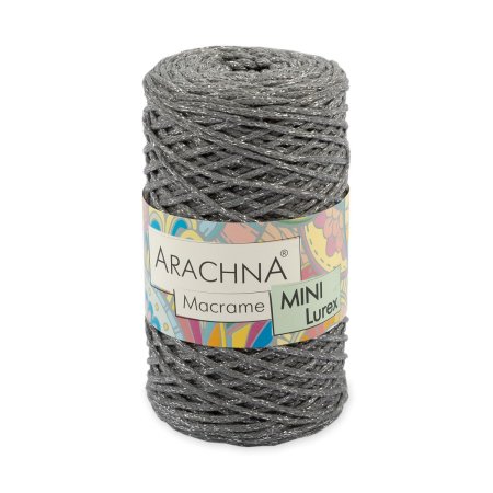 Пряжа ARACHNA Macrame Mini Lurex 75% хлопок, 15% полиэстер, 10% люрекс 1 x 250 г 200 м №17 серый-серебро ARA-MAC-L-17