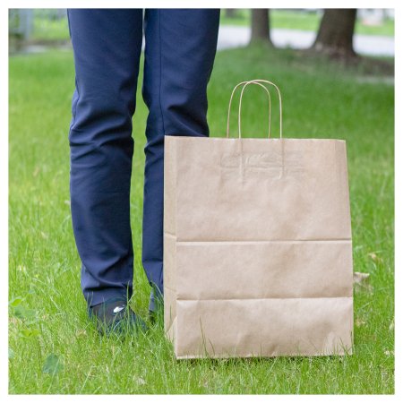 Пакет бумажный "Крафт" с кручеными ручками 32 x 20 x 37 см 70 г/м2 RE-108-084