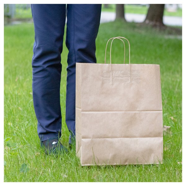 Пакет бумажный "Крафт" с кручеными ручками 32 x 20 x 37 см 70 г/м2 RE-108-084