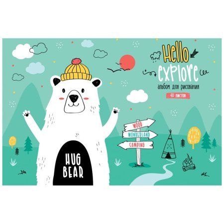 Альбом для рисования 40л. A4 ArtSpace "Рисунки. Bear hug" на склейке RE-А40кл_36142