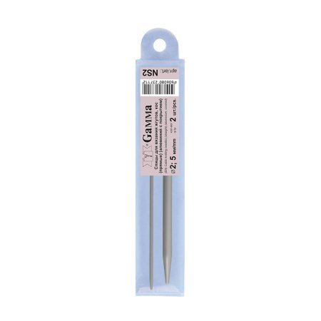 Спицы для кос и жгутов прямые GAMMA 2 шт 11 см (d 2 + 5 мм) NS2-11-2/5
