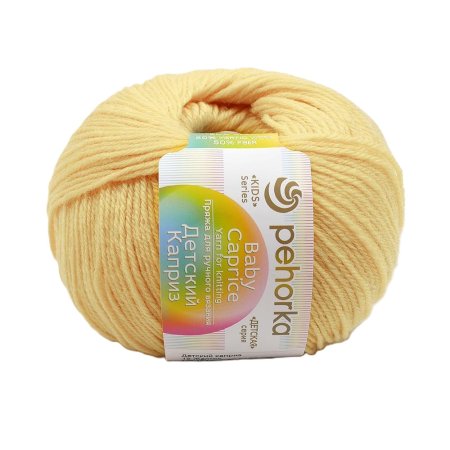 Пряжа Пехорская ПТ "Детский каприз" 50% мериносовая шерсть, 50% микрофибра 1 х 50 г 225 м №053 св.желтый PEH-DET-CAP-053