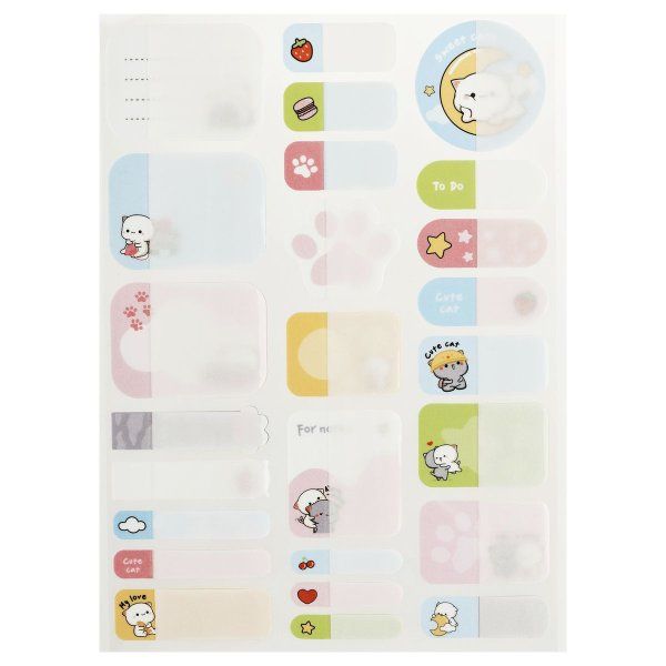 Наклейки бумажные для маркировки MESHU "Cute kittens" 11.5 x 20 см, пакет европодвес RE-MS_58134