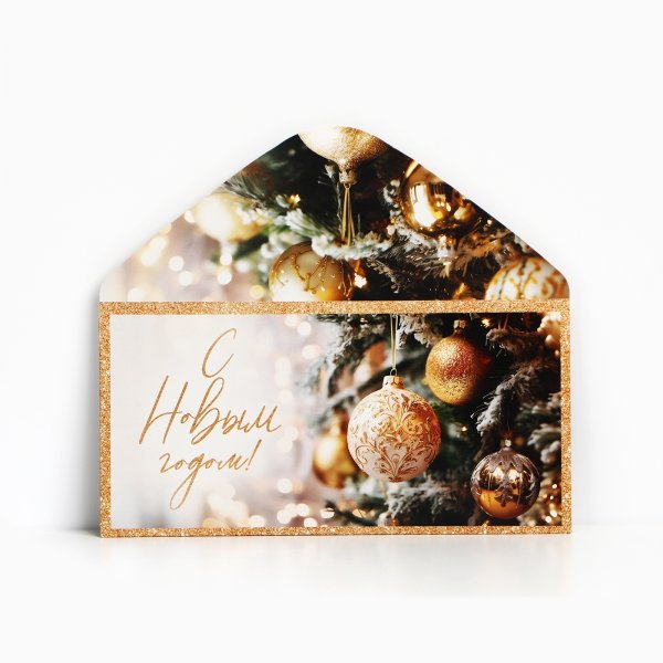 Конверт для денег "С Новым годом"шары золото, 16.5 × 8 см SIM-10350778