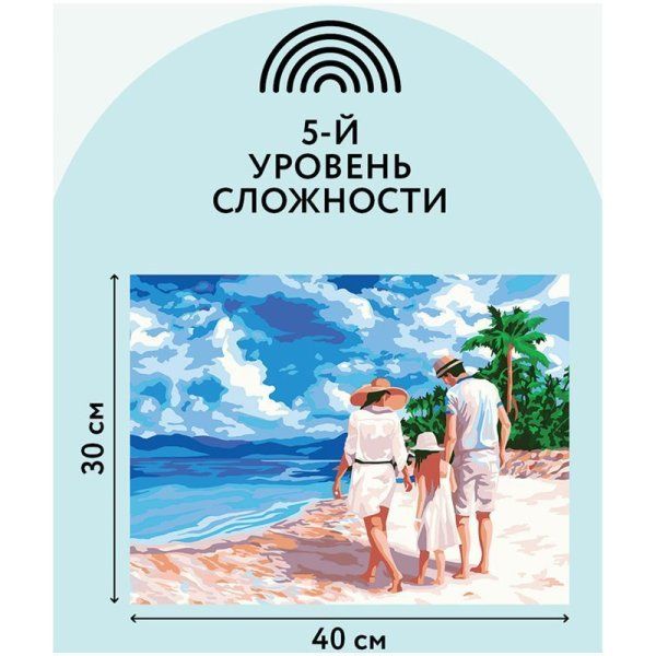Картина по номерам на картоне ТРИ СОВЫ "Отпуск на море" 30 x 40 см с акриловыми красками и кистями RE-КК_44048