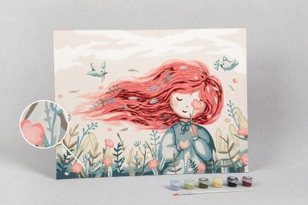 Набор для раскрашивания по номерам (на картоне) ФРЕЯ 40 х 30 см "Мечтательная девочка" PKZ/PM-052