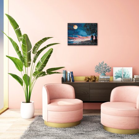 Кристальная (алмазная) мозаика ФРЕЯ на подрамнике "Встреча под луной" 40 х 30 см ALPD-276