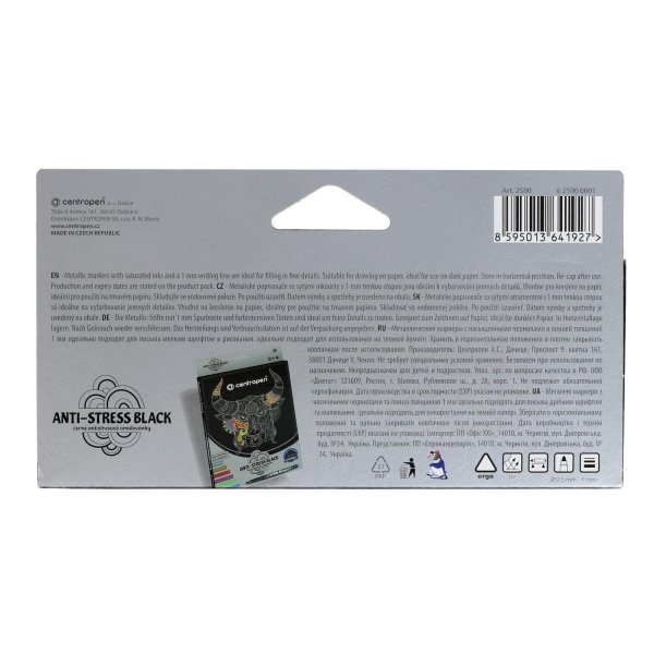 Набор маркеров для декорирования Centropen "Shine4black" 6 цв 2.5 мм металлик, пулевидные, карт.уп., европ. RE-625900601