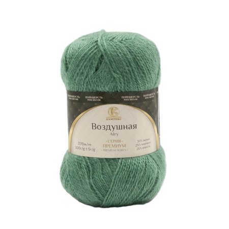 Пряжа Камтекс КТ "Воздушная" 50% акрил, 25% шерсть, 25% мериносовая шерсть 1 х 100 г 370 м №020 эвкалипт KAM-VOZ-020