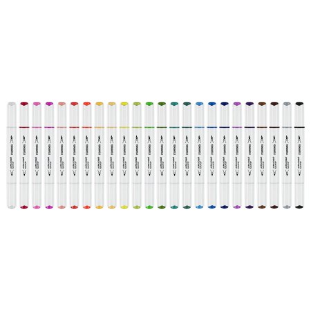 Маркеры акриловые ГАММА "Классические", 24 цв., двусторонние кисть и пуля, пластик.бокс RE-15062025_24