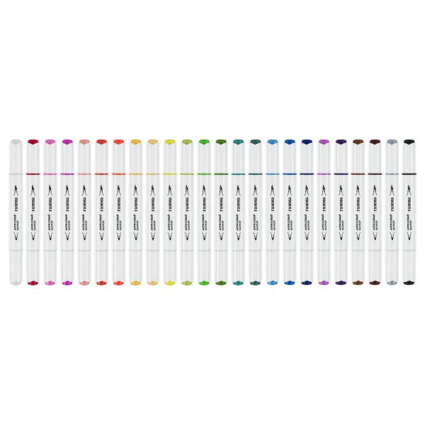 Маркеры акриловые ГАММА "Классические", 24 цв., двусторонние кисть и пуля, пластик.бокс RE-15062025_24