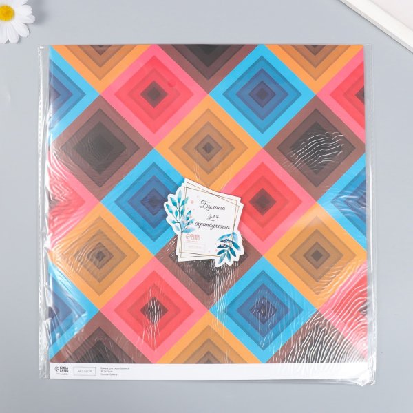 Бумага для скрапбукинга 5 л 30.5 x 32 см 180 г/м2 "Ромбы" SIM-7907957