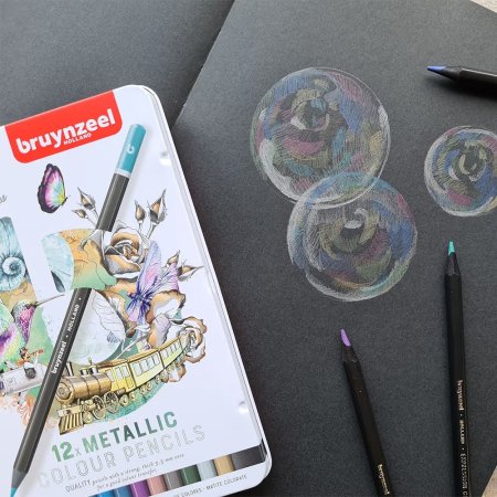 Набор цветных карандашей BRUYNZEEL Expression Colour Metallic 12 цветов в металлической коробке RT60312212