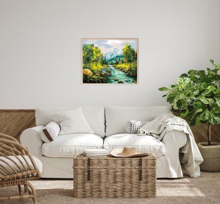 Набор для раскрашивания по номерам (холст на подрамнике) ФРЕЯ 50 х 40 см "Горная речка" PNB/PL-078