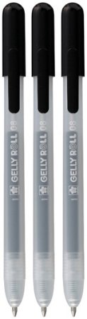 Ручка гелевая SAKURA Gelly Roll Stardust, набор 3 шт, черный, средний наконечник 0.8 мм, выдвижной корпус RTPXGBRACL3B