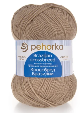 Пряжа Пехорская ПТ "Кроссбред Бразилии" 50% мериносовая шерсть, 50% акрил 1 х 100 г 500 ± 29 м №274 серо-бежевый PEH-KRO-274