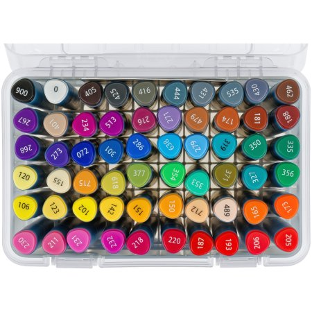 Набор двусторонних маркеров для скетчинга ГАММА "Студия" 60 цв, основные цвета, пуля/скошен, пластик кейс RE-1204P_60