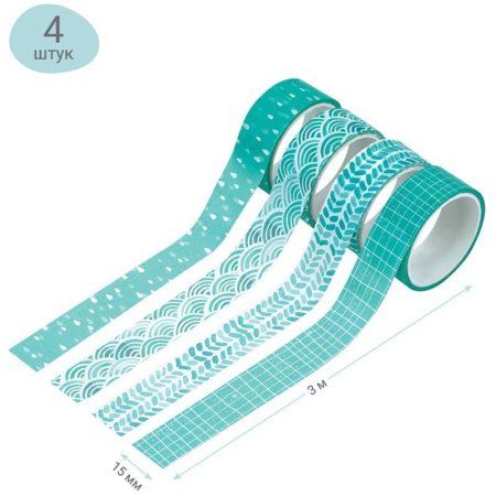 Набор клейких декоративных лент MESHU "Azure" 4 шт RE-MS_36911