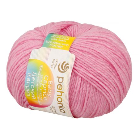 Пряжа Пехорская ПТ "Детский каприз" 50% мериносовая шерсть, 50% микрофибра 1 х 50 г 225 м №029 розовая сирень PEH-DET-CAP-029