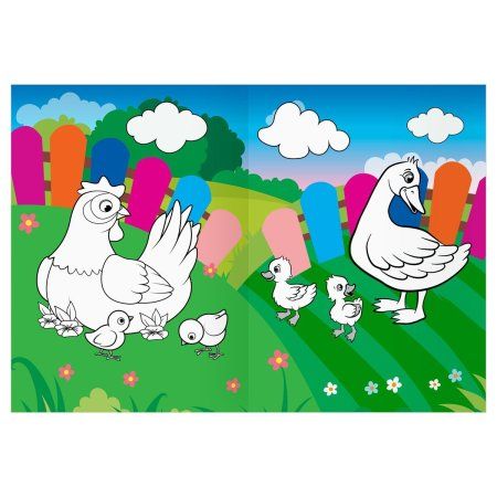 Раскраска с цв. фоном А4 ТРИ СОВЫ "Мамы и малыши" 16 стр. RE-PцА4_57750