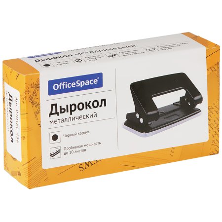 Дырокол OfficeSpace 10 л, металлический, черный RE-P201BL_436