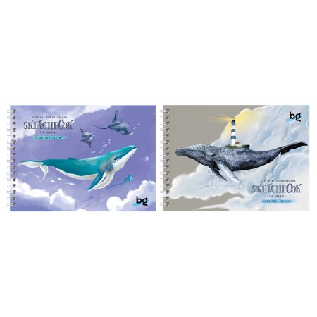 Скетчбук 60л. A5 BG "Киты" 120 г/м2, матовая ламинация, выборочный лак, на гребне RE-С A560гр_58069