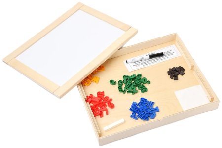 Доска двухсторонняя магнитно-маркерная с поддоном, русский алфавит, цифры, знаки KOR-02272