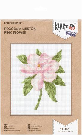 Набор для вышивания KLART "Розовый цветок" 12.5 x 14.5 см 8-317