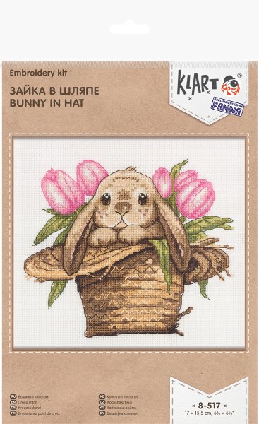 Набор для вышивания KLART "Зайка в шляпе" 15.5 х 17 см 8-517