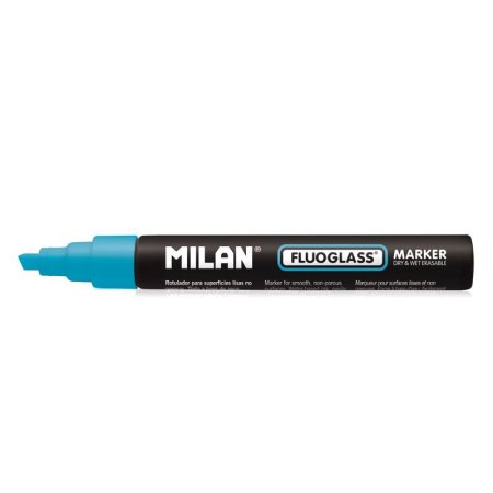 Маркер меловой MILAN Fluoglass 2-4 мм, водная основа, перо скошенное, синий ML-591295212