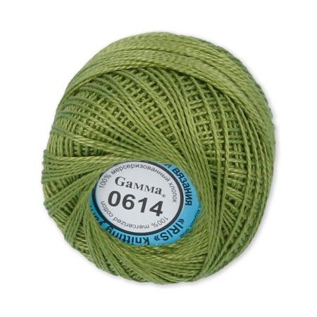 Пряжа GAMMA Ирис 100% хлопок 1 x 10 г 82 ± 3 м №0614 оливковый GAM-IRI-1-0614