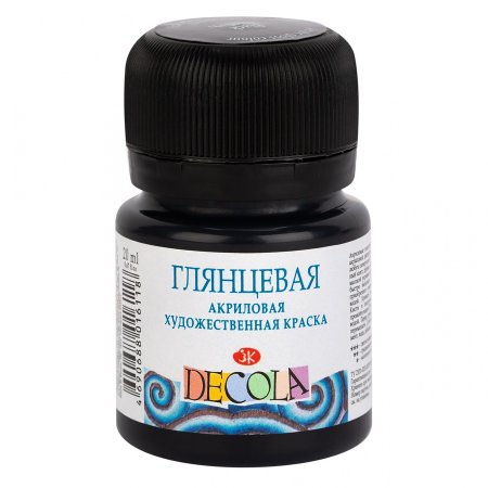 Краска акриловая DECOLA глянцевая, банка 20 мл, 810 Черная NP-2926810