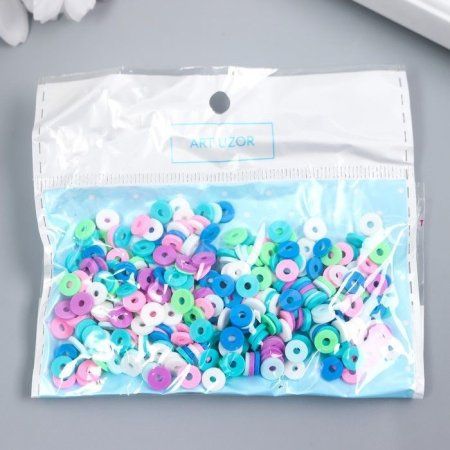 Бусины для творчества PVC "Колечки сине-зелёные" ≈ 330 шт 0.1 х 0.6 х 0.6 см SIM-9127269