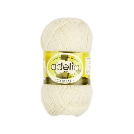Пряжа ADELIA Casual 72% хлопок, 28% акрил 1 х 50 г 130 ± 6 м №02 белый ADE-CAS-02