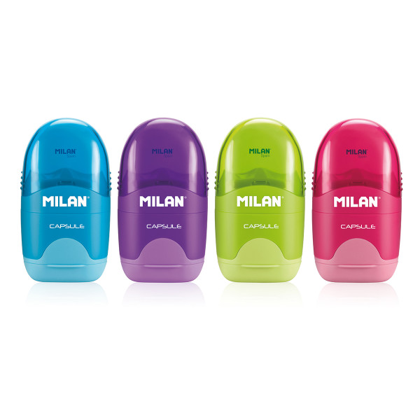 Ластик-точилка MILAN "CAPSULE", с контейнером, ассорти ML-4701116