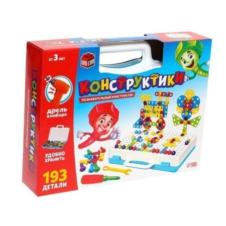 Конструктор винтовой "Конструктики" 193 детали, с шуруповертом №Sl-02675 SIM-4348348