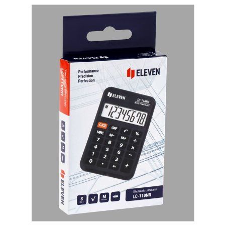 Калькулятор карманный Eleven 8 разрядов, питание от батарейки, 58 x 88 x 11 мм, черный RE-LC-110NR Калькулятор карманный Eleven 8 разрядов, питание от батарейки, 58 x 88 x 11 мм, черный RE-LC-110NR