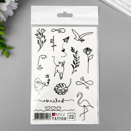 Татуировка на тело "Тонкие линии" 10 x 15 см SIM-7160442