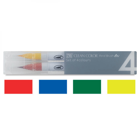 Набор маркеров CLEAN COLOR Real Brush - Pure colours 4 шт MPRB-6000AT/4VC