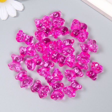 Декор для творчества пластик "Медвежонок" ярко-розовый 25 шт 1.8 x 1.5 x 1 см SIM-9129445