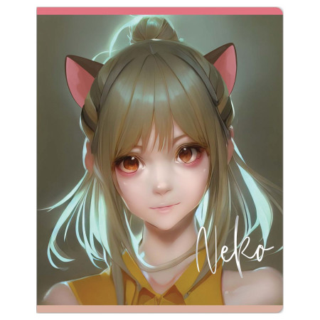 Тетрадь 48л. A5 клетка MESHU "Neko" софт-тач ламинация, тиснение фольгой RE-MS_49784