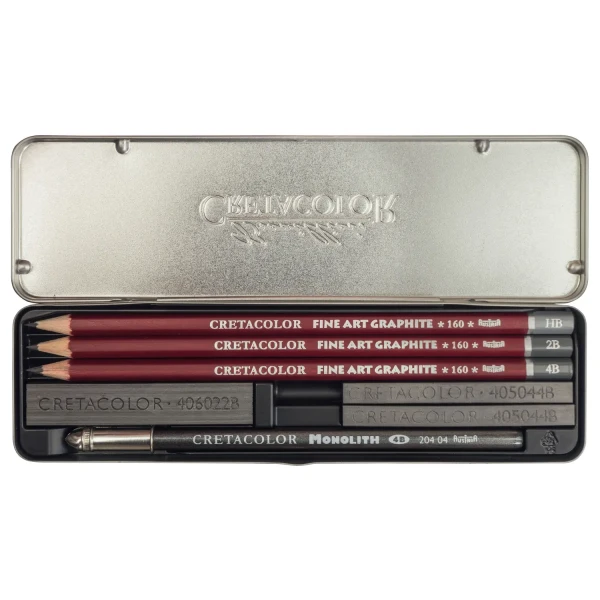 Набор для графики CRETACOLOR Graphite Pocket Set 9 предметов, мет.пенал CR16029
